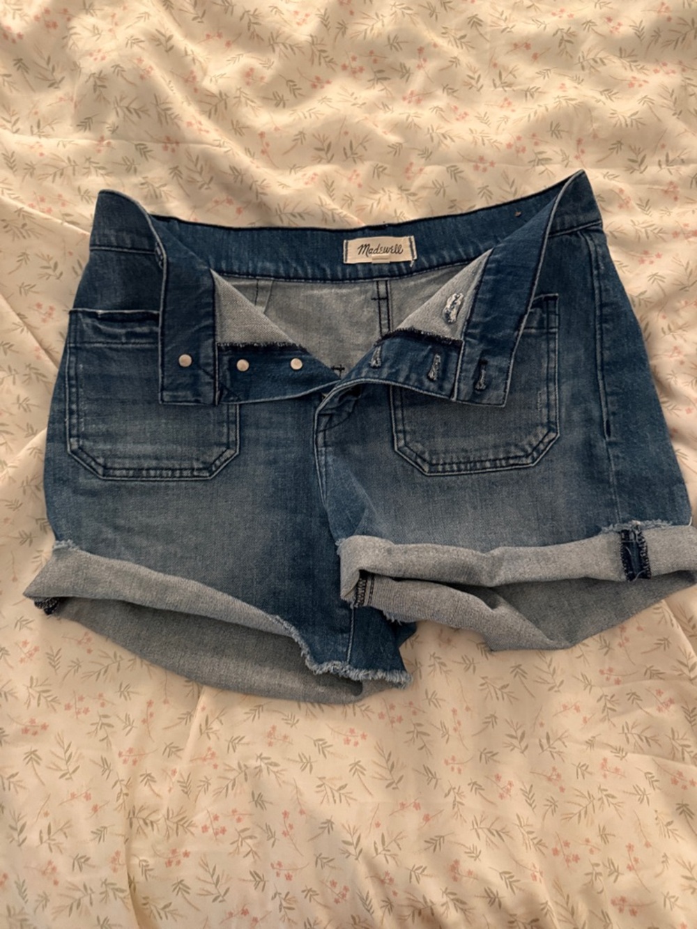 Madewell Women's Blue Denim Roll-Cuff Jean Shorts
